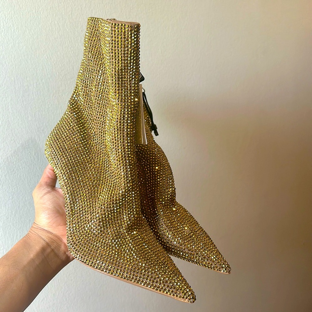 New With Tags, Zara,   crystal ankle booties